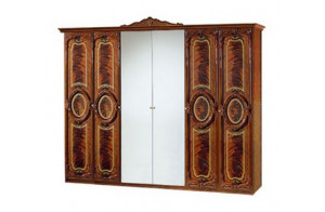 Шестистворчатый шкаф для одежды Роза (орех)