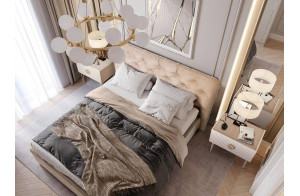 Двуспальная кровать с подъемным механизмом BOGEMIA (жемчуг)