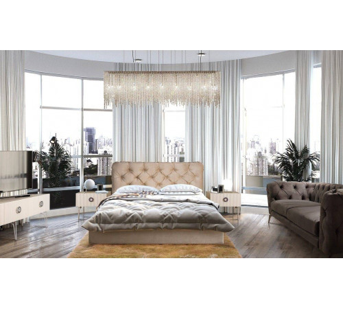 Двуспальная кровать с подъемным механизмом BOGEMIA (жемчуг)
